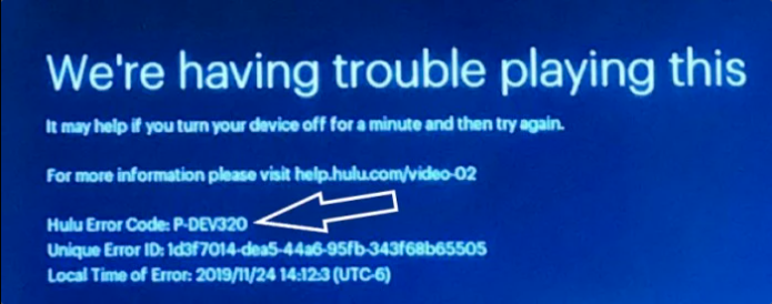 blue screen error presenting Error Code P-DEV320