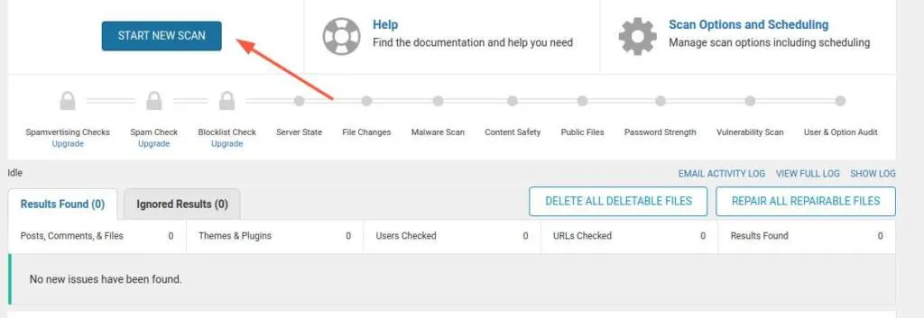 new scan in wordfence