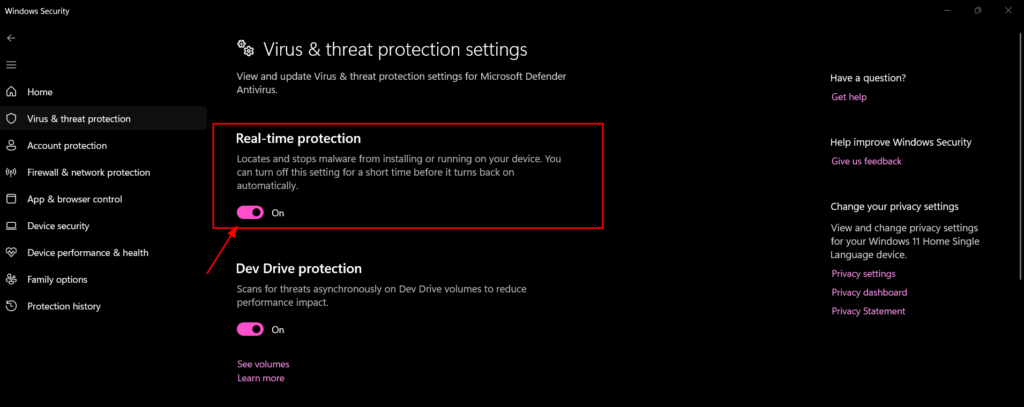 real time protection