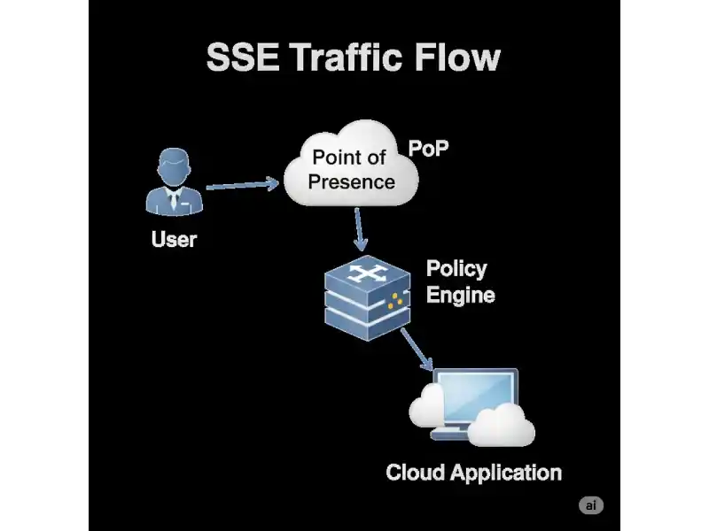 SSE Architecture User → PoP → Policy Engine → Cloud App
