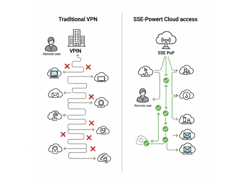 Traditional VPN vs. Cloud Native SSE A Visual Comparison of Security and Performance
