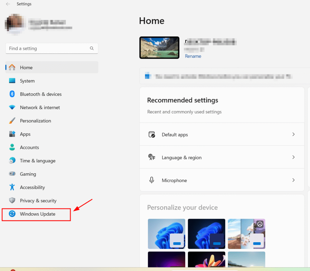 window and update