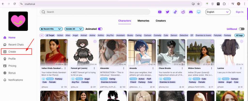 create on crushon ai